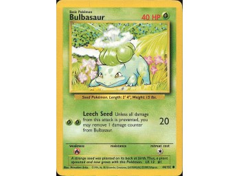 Vintage Pokemon 1999  Base Set Bulbasaur