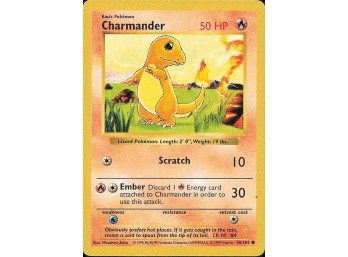 Vintage Pokemon 1999  Base Set (Shadowless) Charmander