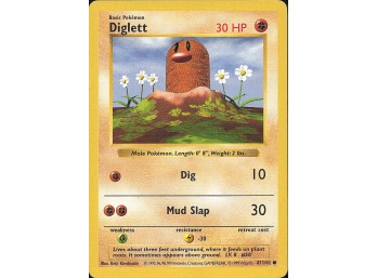 Vintage Pokemon 1999  Base Set (Shadowless) Diglett