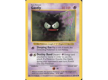 Vintage Pokemon 1999  Base Set (Shadowless) Gastly