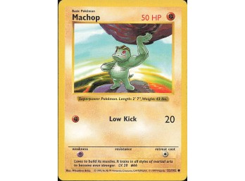 Vintage Pokemon 1999  Base Set (Shadowless) Machop