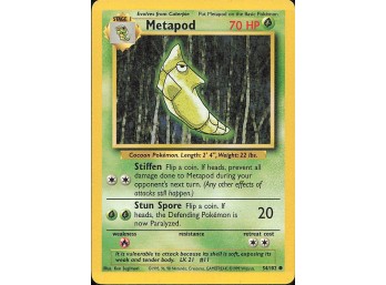 Vintage Pokemon 1999  Base Set Metapod