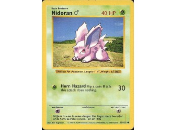 Vintage Pokemon 1999  Base Set (Shadowless) Nidoran M