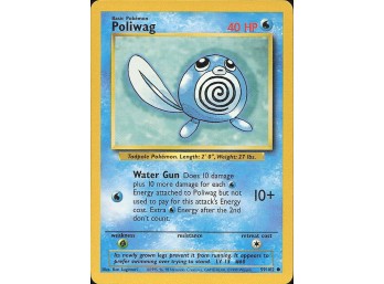Vintage Pokemon 1999  Base Set Poliwag