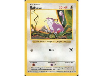 Vintage Pokemon 1999  Base Set (Shadowless) Rattata