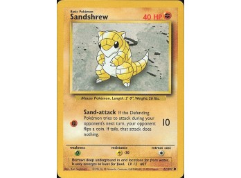 Vintage Pokemon 1999  Base Set Sandshrew
