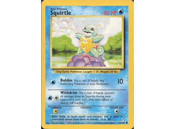 Vintage Pokemon 1999  Base Set Squirtle