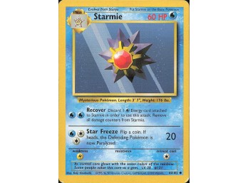 Vintage Pokemon 1999  Base Set Starmie
