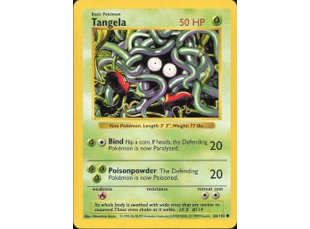 Vintage Pokemon 1999  Base Set (Shadowless) Tangela