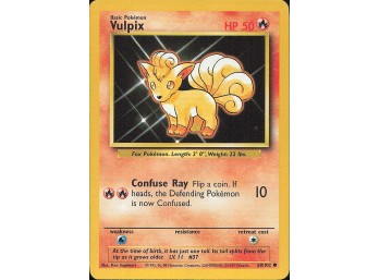 Vintage Pokemon 1999  Base Set Vulpix