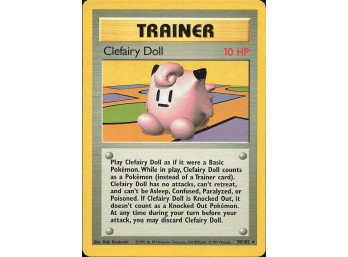 Vintage Pokemon 1999 Rare Base Set Clefairy Doll
