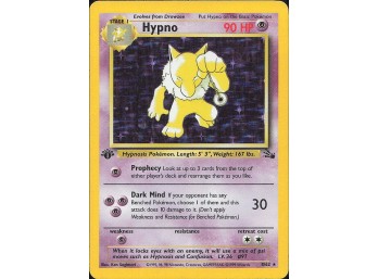 Vintage Pokemon 1999 Holo Rare,1ST EDITION Fossil Hypno (8)