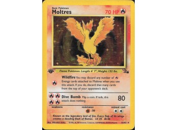 Vintage Pokemon 1999 Holo Rare,1ST EDITION Fossil Moltres (12)