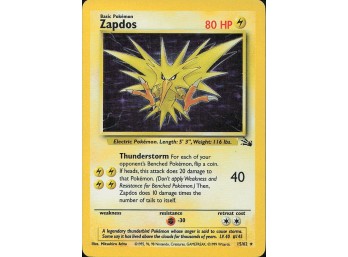 Vintage Pokemon 1999 Holo Rare Fossil Zapdos (15)