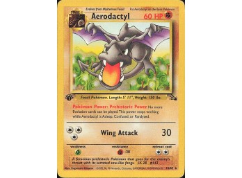 Vintage Pokemon 1999 Rare,1ST EDITION Fossil Aerodactyl (16)