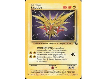 Vintage Pokemon 1999 Rare Fossil Zapdos (30)