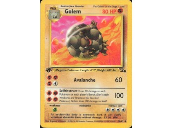 Vintage Pokemon 1999 ,1ST EDITION Fossil Golem