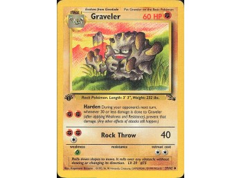 Vintage Pokemon 1999 ,1ST EDITION Fossil Graveler