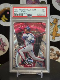 PSA 7 1997 PINN.TOTALLY CERT DEREK JETER PLATINUM RED