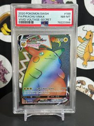 PSA 8 2020 POKEMON SWSH RAINBOW PIKACHU VMAX VIVID VOLTAGE-SECRET