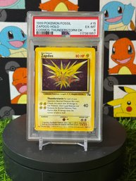 VINTAGE PSA 6 1999 POKEMON FOSSIL #15 ZAPDOS COSMOS- THUNDERSTORM DK