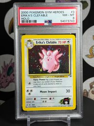 PSA 8 2000 POKEMON GYM HEROES ERIKA'S CLEFABLE HOLO