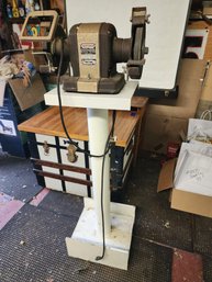 Vintage Craftsman Double End Bench Grinder On Heavy Steel Floor Stand