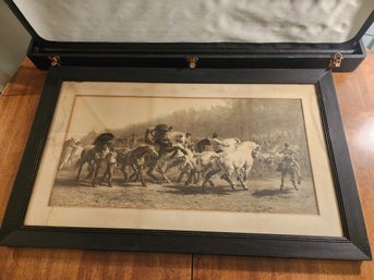 Large-scale Antique 19th-century Engraving  Of The World-famous Masterpiece 'The Horse Fair' Originally Execu
