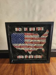 Aaron Foster America Home Of The Brave License Plate Framed Shadow Box Art