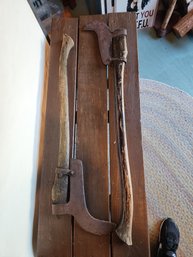 Vintage Brush Axes - Antique Bush Hook Clearing Tools (Set Of 2)