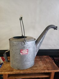 Vintage Brookins Galvanized Oil Dispenser Can Swivel Spout Liquid Measure