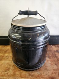 Vintage Metal Minnow Bucket Bait Can Wooden Handle