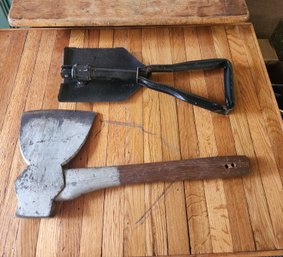 Broad Axe Hatchet And Tri-Fold Entrenching Tool Shovel