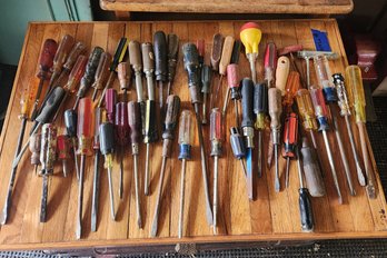 Screwdriver Bulk Lot Stanley Craftsman Amber Acetate Wood Handle Tools