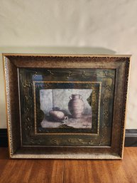 Vintage Southwestern Still Life Amphora Pottery Framed Art Print Textured Mat
