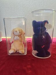 Vintage Ty Beanie Baby Prayer Duo - Grace The Praying Bunny (2000) & Hope The Praying Bear (1999) - With Hang