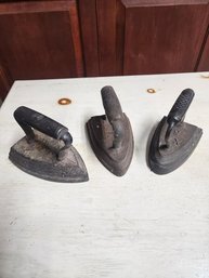 Lot Of 3 Antique Cast Iron Sad Irons Vintage Flat Irons Primitive Farmhouse Decor