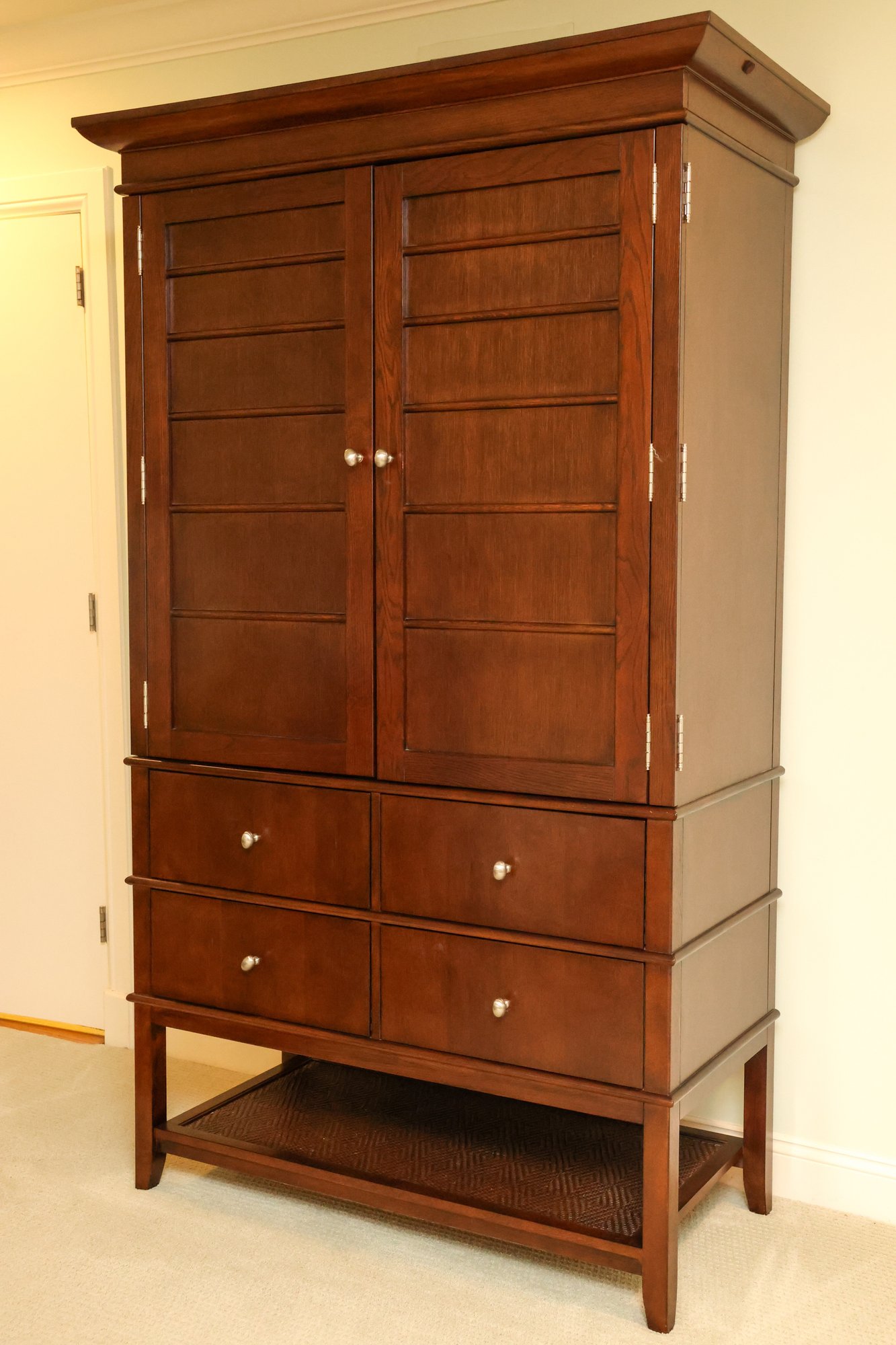 Hooker Contemporary Dark Cherry Armoire With Four Drawers And Louvered