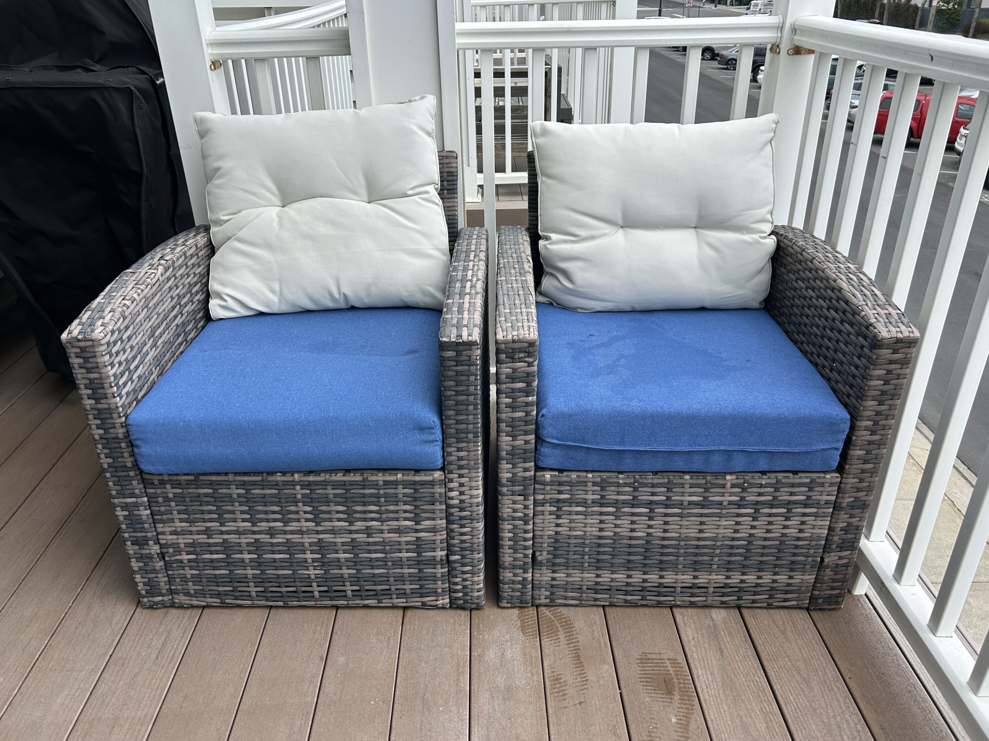 Pair Of Outdoor Resin Wicker Lounge Chairs #184042 | Auctionninja.com
