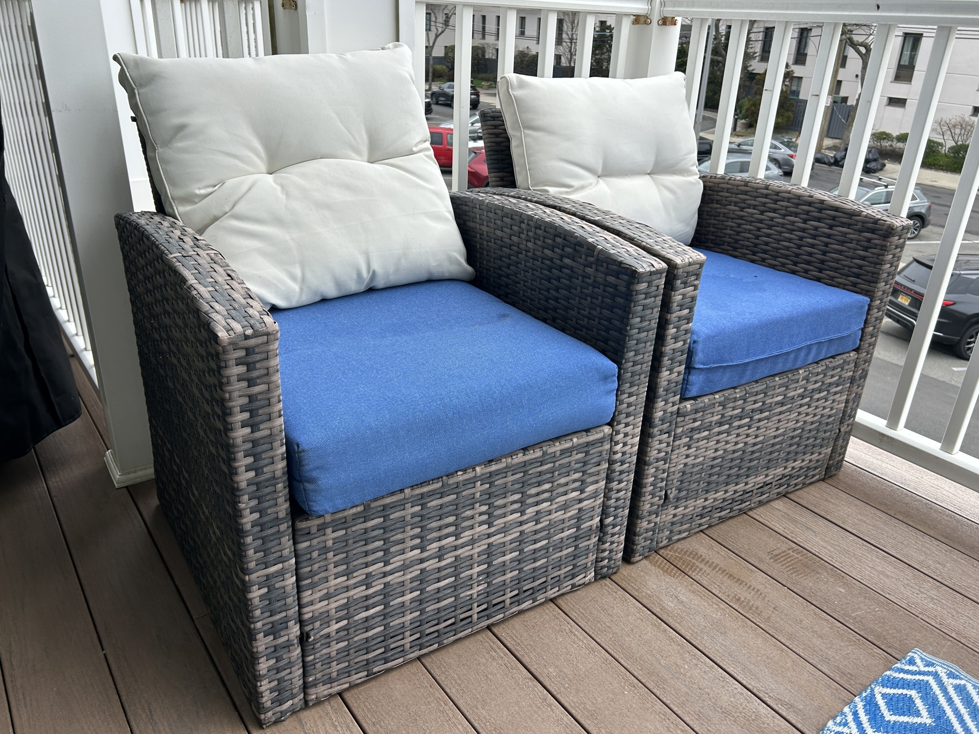 Pair Of Outdoor Resin Wicker Lounge Chairs #184042 | Auctionninja.com