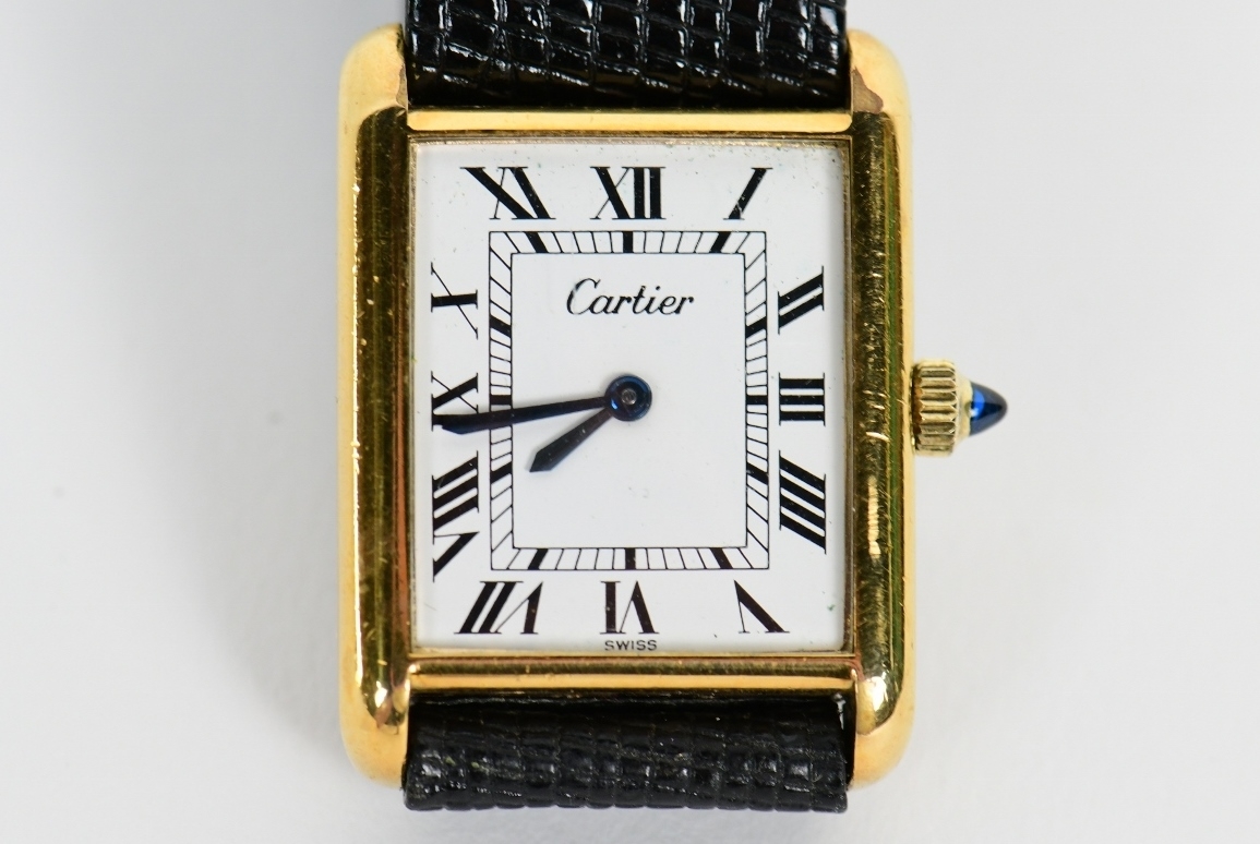 ひ*と様 Cartier タンク レディース18K electroprated Cartier Vintage Ladies Tank Watch 18K Gold Electroplated Hand