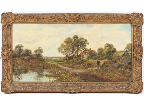 E. Cole Senior (19th C.) Oil Painting - Idyllic English Village
