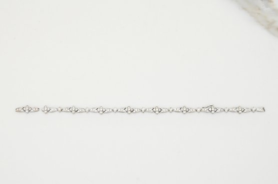 Art Deco 18K White Gold Diamond Link Bracelet