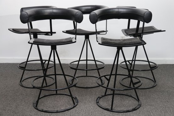 Leather Bar Stools By Augusto Bozzi  For Saporiti