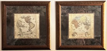 Pair Of Gold Framed Map Prints