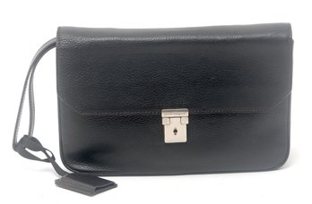 Salvatore Ferragamo Black Leather Clutch