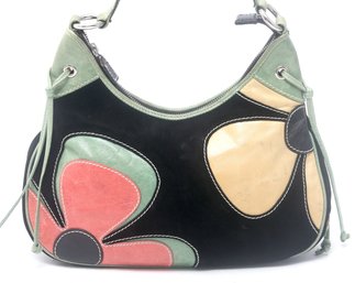Isabella Fiore Black Leather  And Suede Handbag