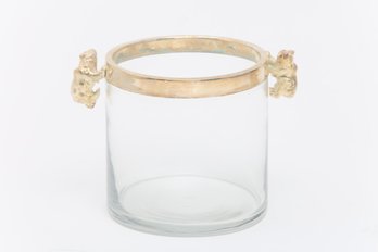 Hollywood Regency Elegant Italian Brass And Glass Champagne Cooler