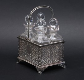 Antique Silver Plate Crystal Cruet Set