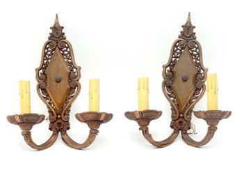 Bronze 2 Light Candelabra Wall Sconces